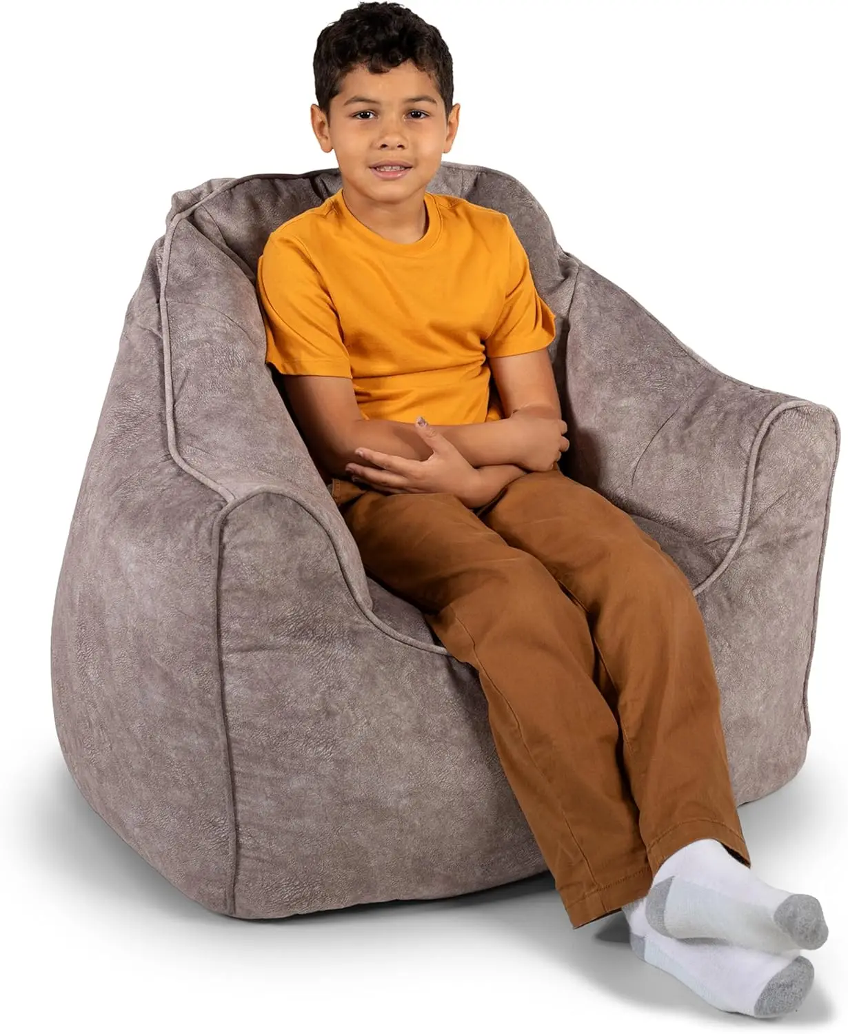 

Large Gray Vegan Suede Bean Bag Chair, 3 Feet, Portable with Handle