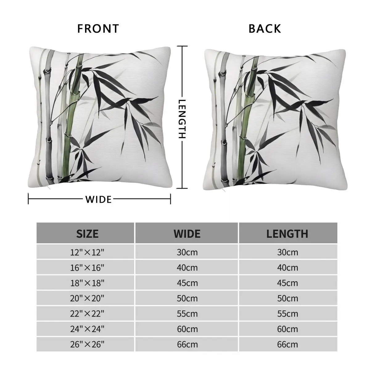 Bamboo Strength Resilience Zen Square Pillowcase Polyester Linen Velvet Printed Decorative Throw Pillow Case Sofa Cushion Cover