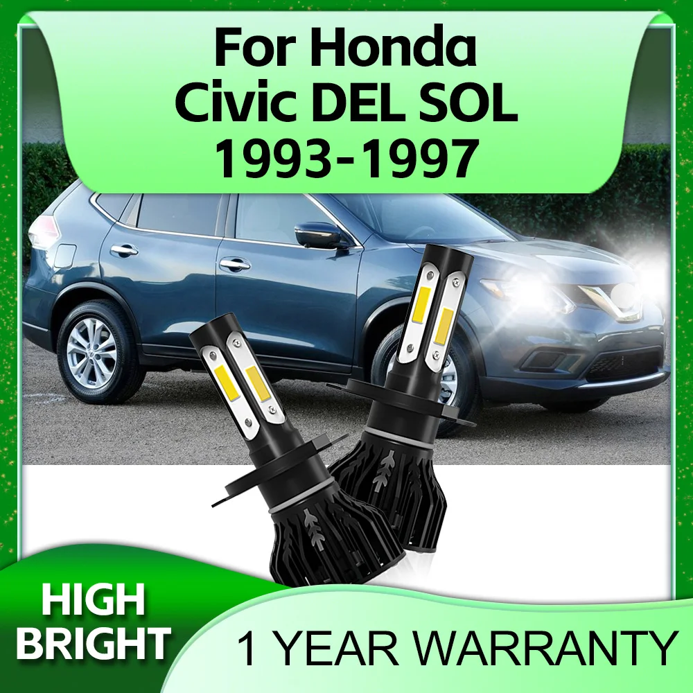 

2Pcs LED Headlight 180W 4Side Chip Car Lights H4 Lamp 6000K For Honda Civic DEL SOL 1993 1994 1995 1996 1997