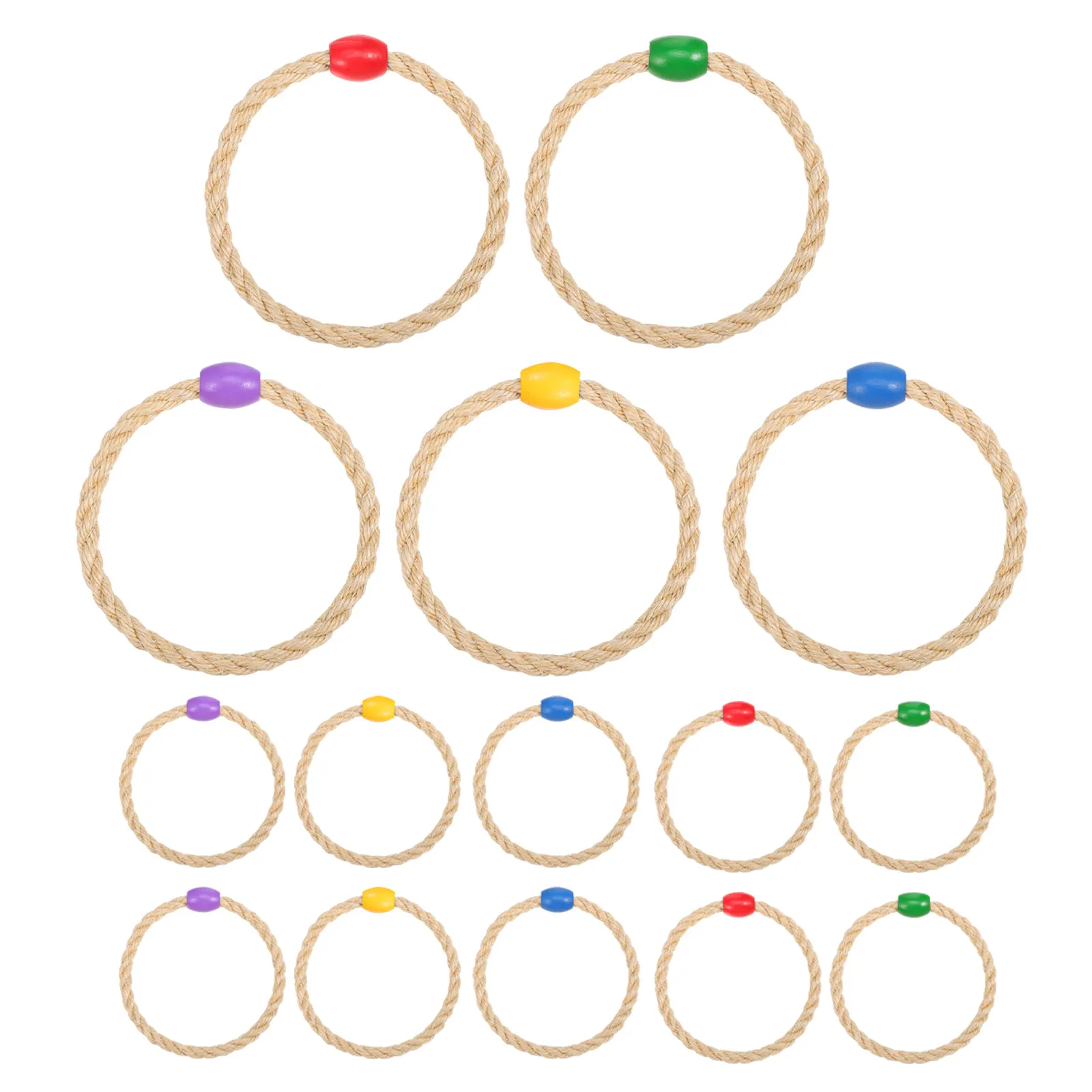 

Набор для игры в кольцеброс на открытом воздухе, 15 шт., из сизалевого каната, для детей и семейных вечеринок, многоразовые сменные элементы, красный, зеленый, фиолетовый, синий, желтый