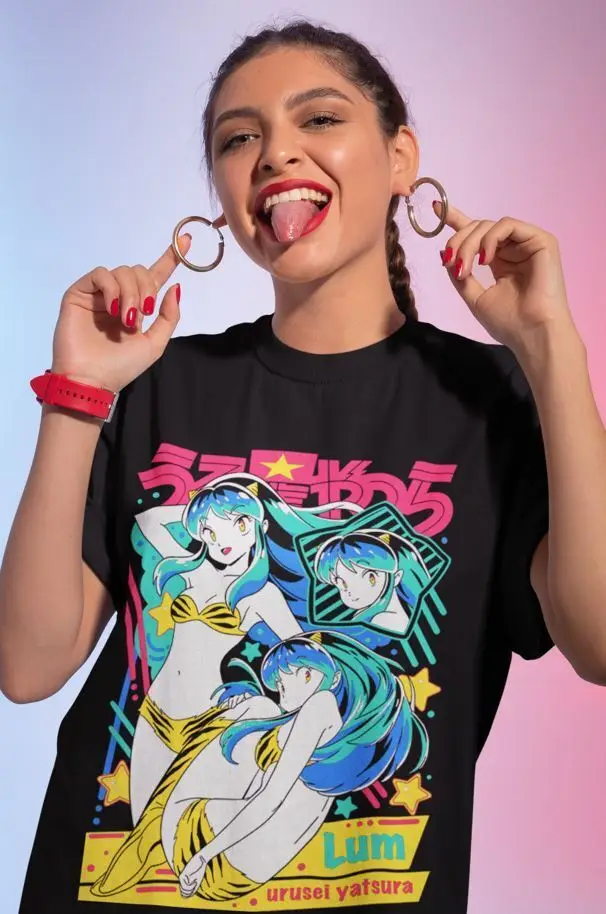 

Lum From Urusei Yatsura Anime Darling No Baka!! Vinyl Bumper T-shirt Girl Kawai