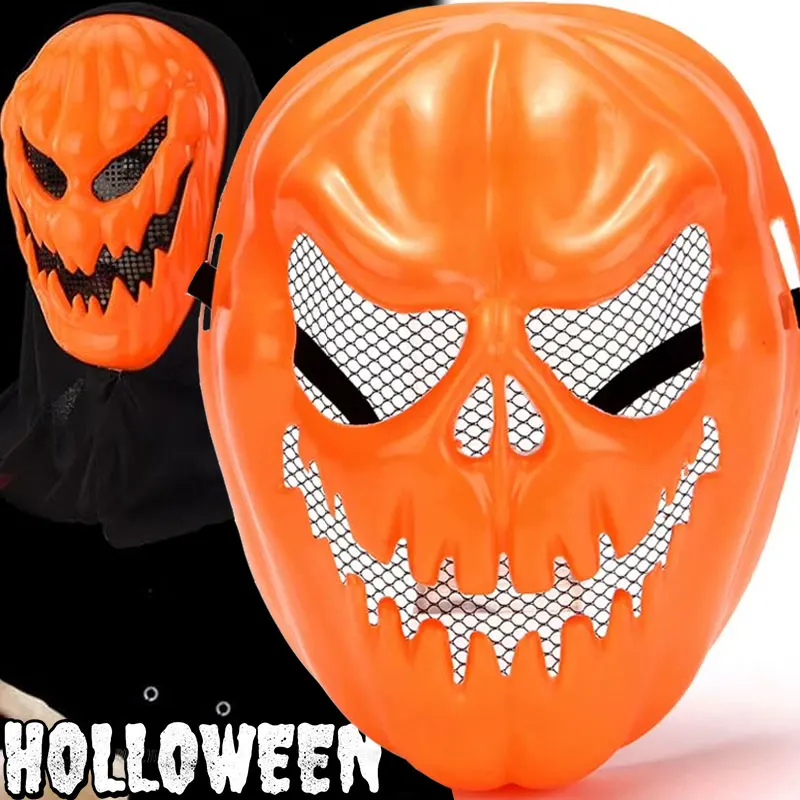 

1-2pcs Halloween Horror Pumpkin Themed Headwear Mask Orange Pumpkin Scary Head Cover Halloween Cosplay Dress Up Party Props