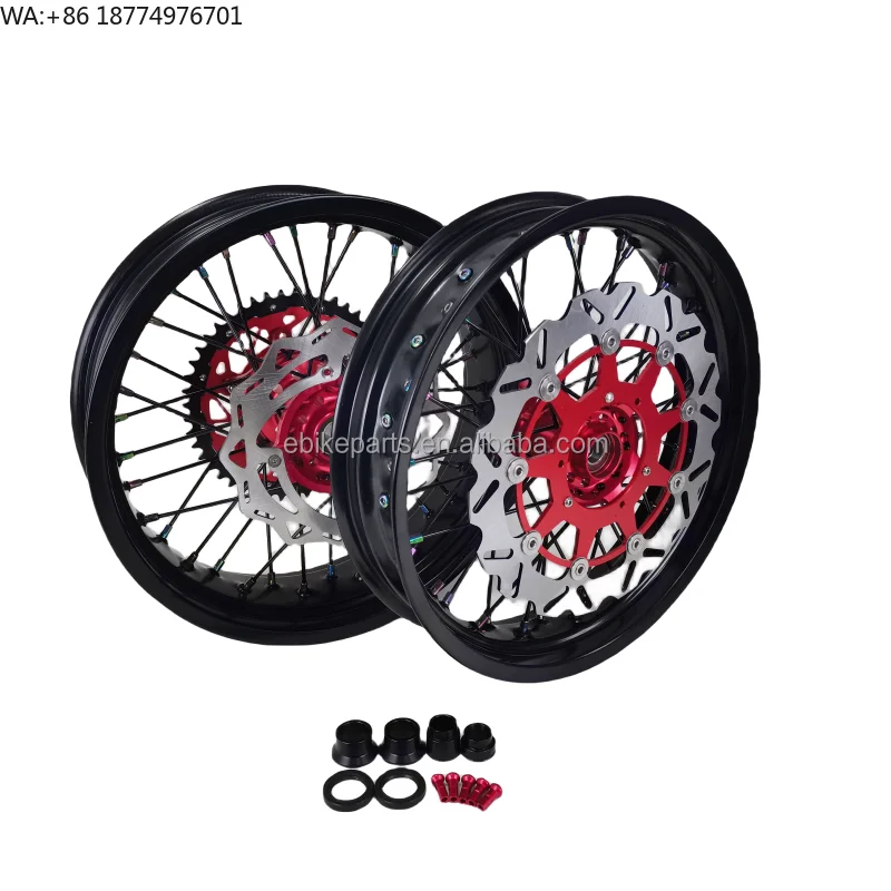 

Assembly Motorcycle Wheels Set17 Inch Supermoto Black Wheels Rim With Hubs for CRF 250/450 2003-2020