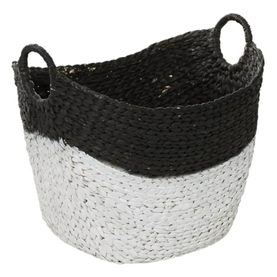 

Large Seagrass Woven Storage Basket with Handles for Home Organization Black 22 x 17 x 19 Decorative and Functional Indoor Stor