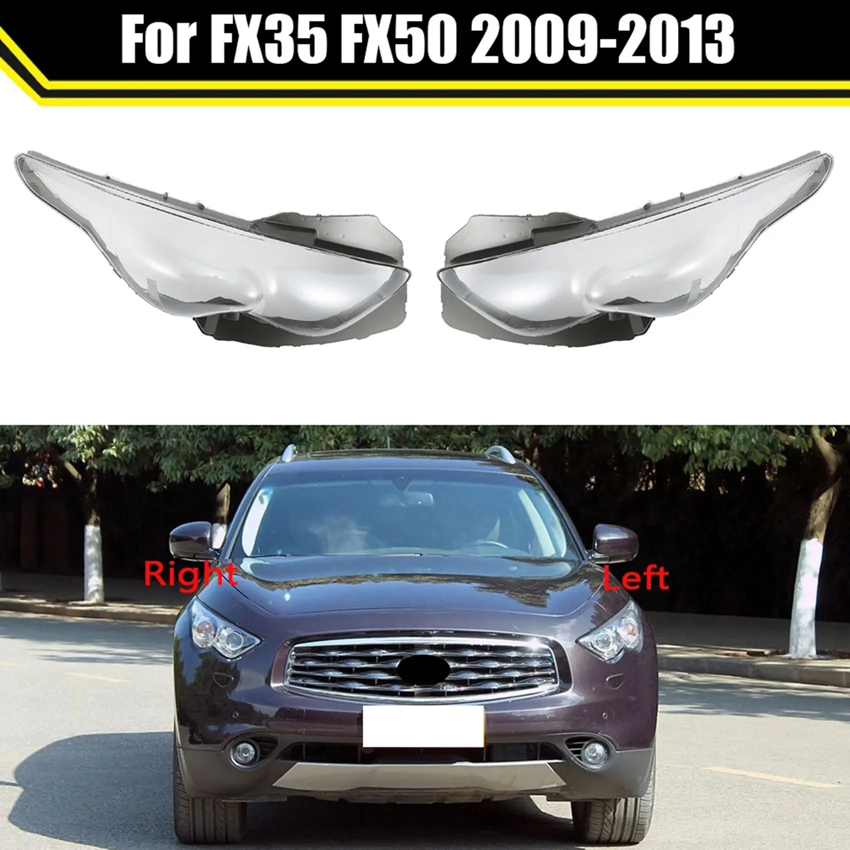 Car Headlight Cover Lamp Shell Mask Lampshade Lens Glass Headlamp Cover for Infiniti FX35 2009-2013