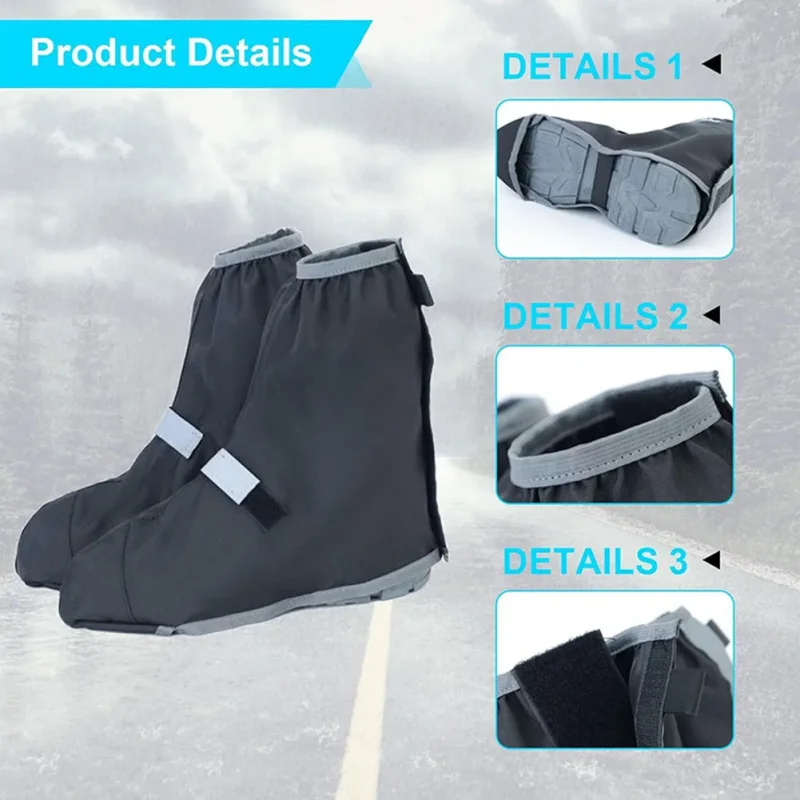 Wasserdichter Oxford-Schuhüberzug für regnerische und schneereiche Tage, zum Wandern, Angeln, als Überschuhe für Motorrad, Radfahren, regenfest, wiederverwendbar, Schutz für Stiefel und Schuhe – Detail 4