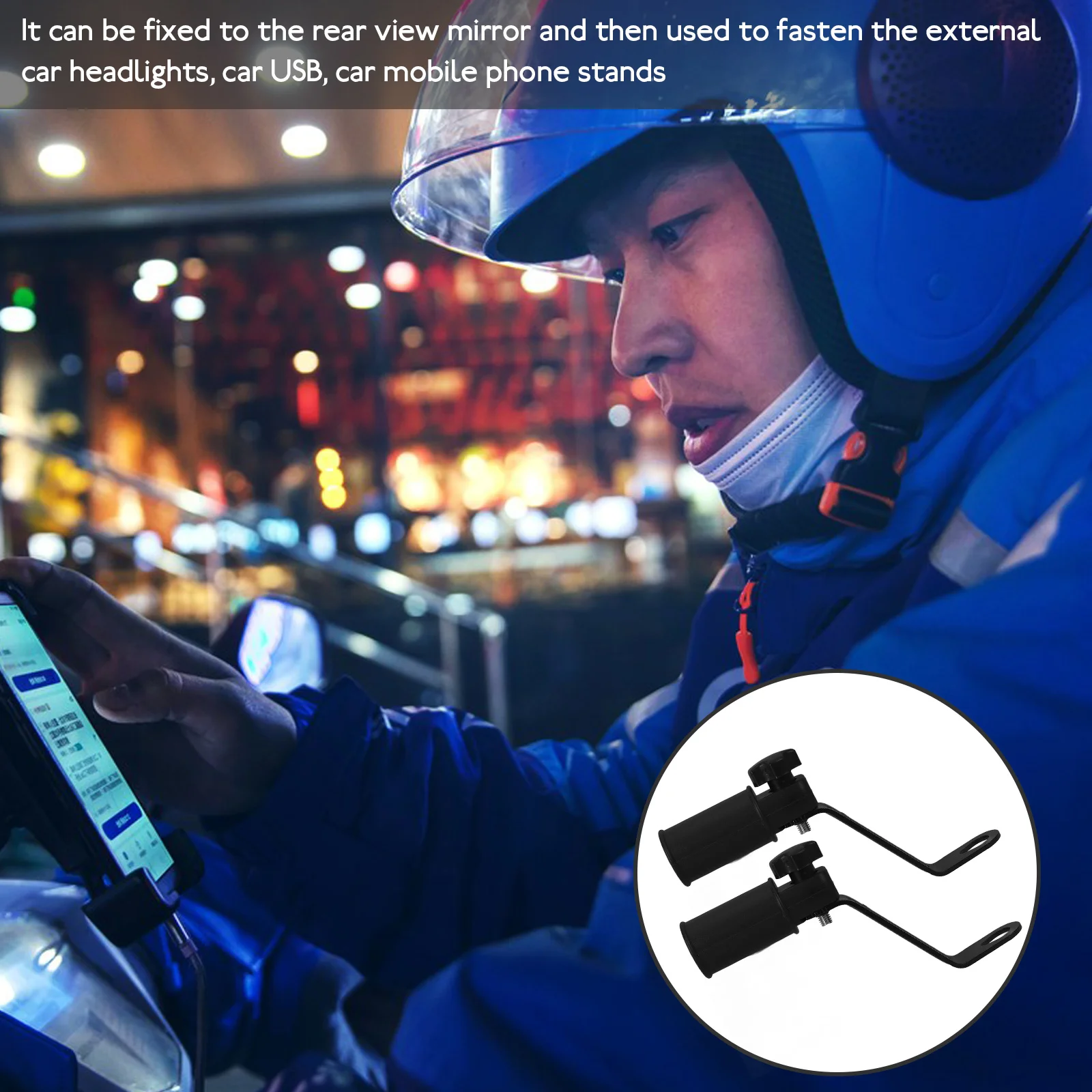 

2Pcs Headlight Expansion Bracket Motorcycle Rearview Mirror Adapter Phone Holder Compact Size Multi Hole Vehicle