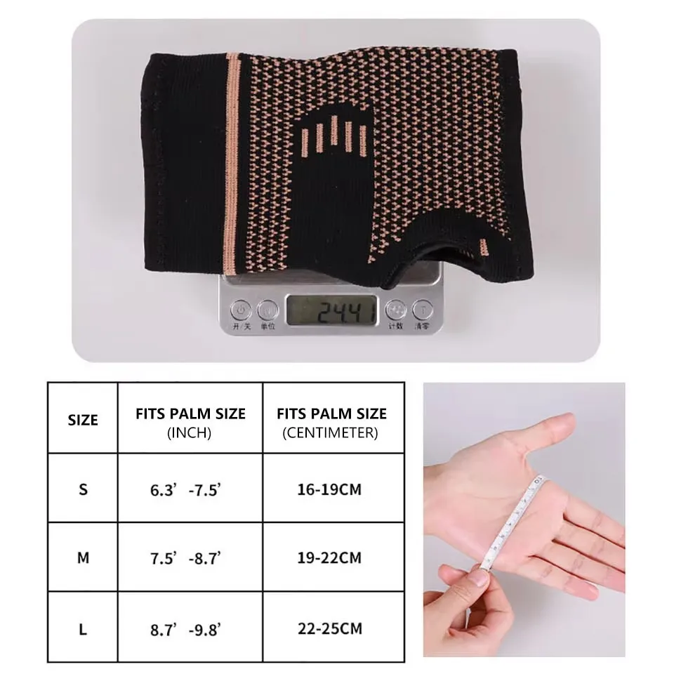 GOBYGO Copper Fiber Bracer Wrist Gym Support Wrist Brace Elastic Sport Bandage Wristband Hand Tennis Fitness Powerlifting Unisex image 6