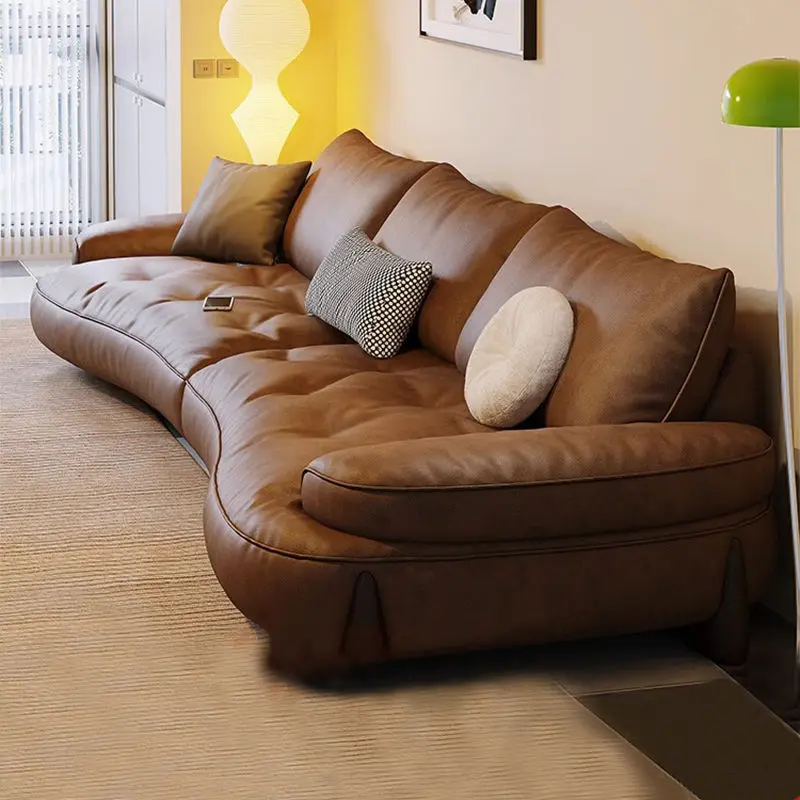 

Italian minimalist curved sofa cloud size apartment three people living room simple retro style sofa