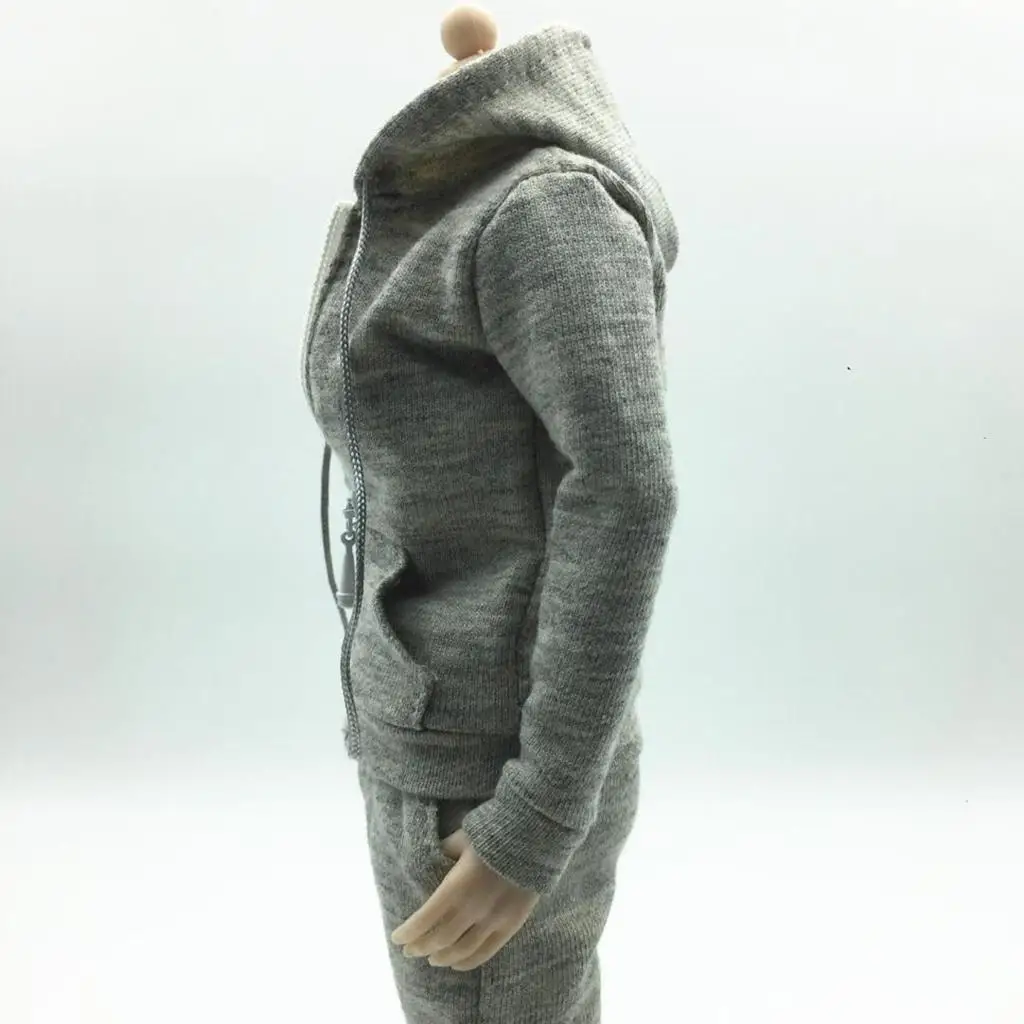 1/6 スケール 女性用 ジップアップ パーカー スウェットシャツ 12インチ アクションフィギュア用 グレー