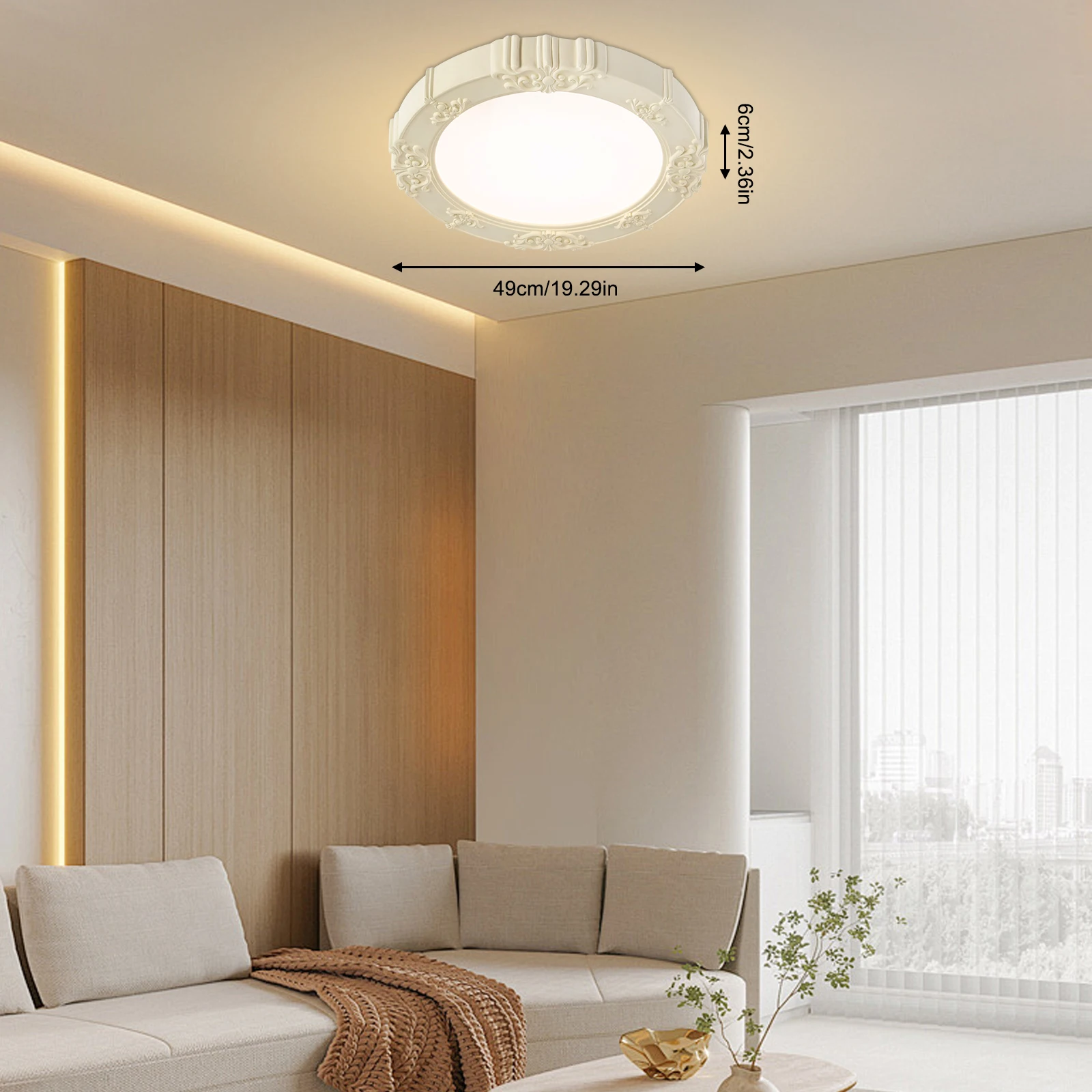 30W Round LED Ceiling Light, Tri-Color Adjustable (3000K-6000K), Modern Flush Mount Fixture for Living Room/Bedroom