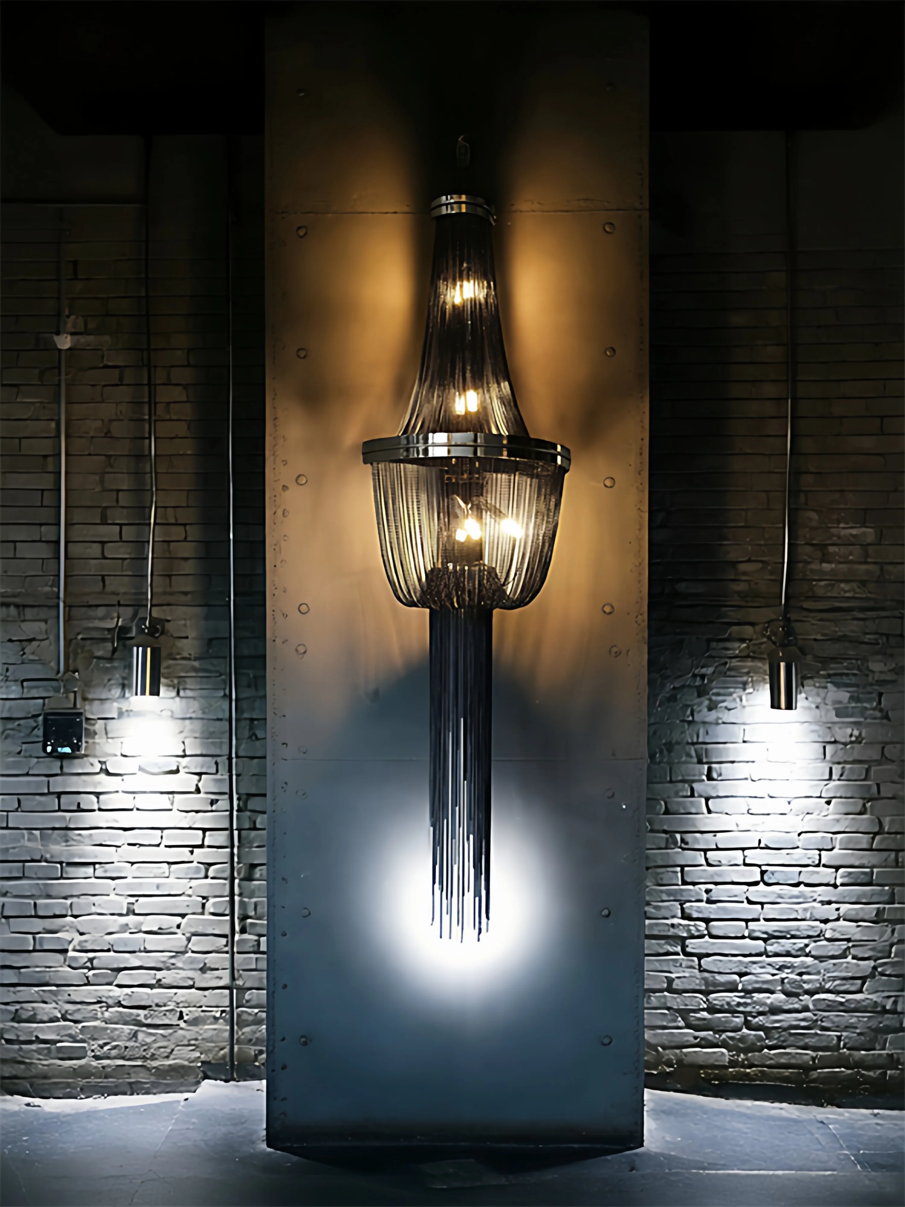 Terzani Atlantis Wall Lamp Luxury Metal Black Chain Fringe Wall Sconce Modern Hand‑woven Tassel Wall Light for Hotel Hall Villa