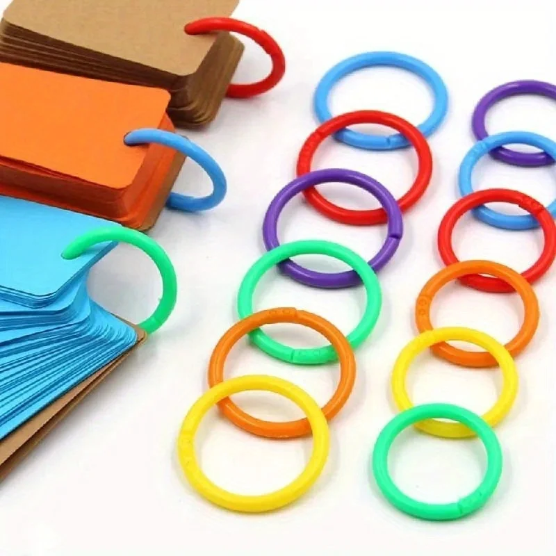 

30pcs Double-Button Binding Colored Loose-Leaf Rings Plastic Book Rings Card Rings And Assorted Colored Rings