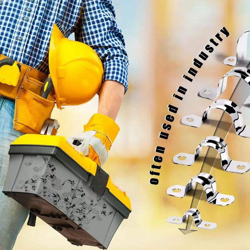 

10Pcs U Shape Pipe Clamps 304 Stainless Steel Two Hole Strap Pipe Strap Clamp Conduit Tube Clip Water Pipe Plumbing Saddle Clamp