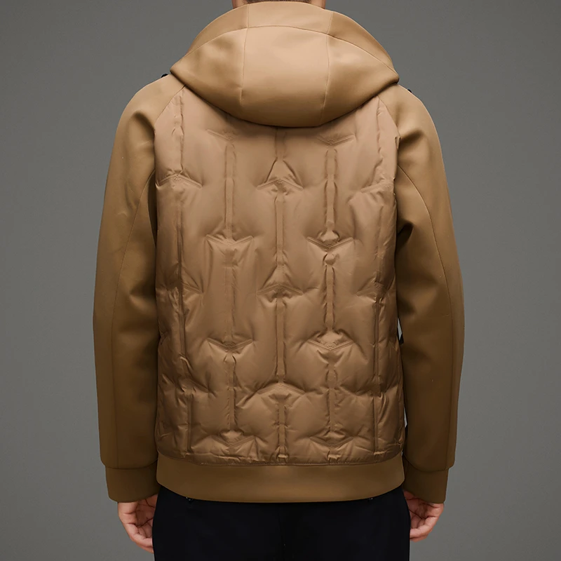 Winter Men's White Duck Down Jacket Men's Waterproof Windproof Warm Loose Jacket Men's Multi Pocket Ultra Light Windproof