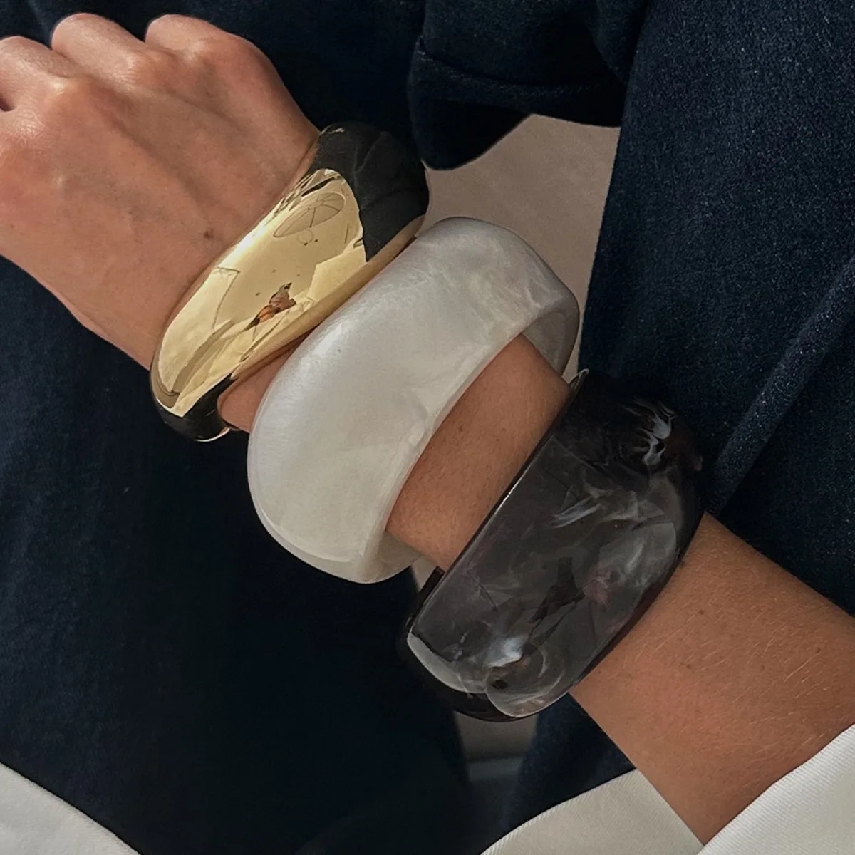 Ingemark Vintage Unregelmäßige Harz Acryl Breites Armband Frauen Neue Mode Geometrische Stapelbar Chunky Armreif Schmuck Neue