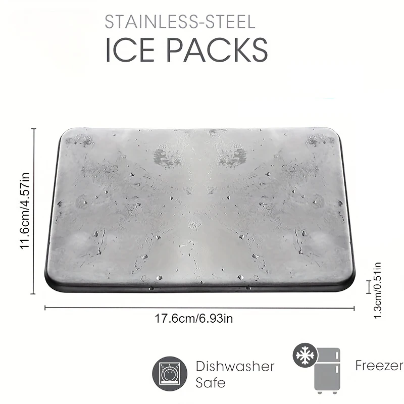 2pcs Outdoor Camping Stainless Steel Ice Packs - Quick-freezing Long-lasting Reusable Ice Packs for Lunch Box Insulation Bags