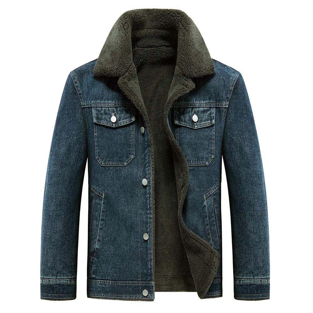 New Fashion Men Black Denim Jackets Fleece Warm Jeans Coats Quality Male Cotton Casual Winter Coats Outwear Winter Clothes 5XL
