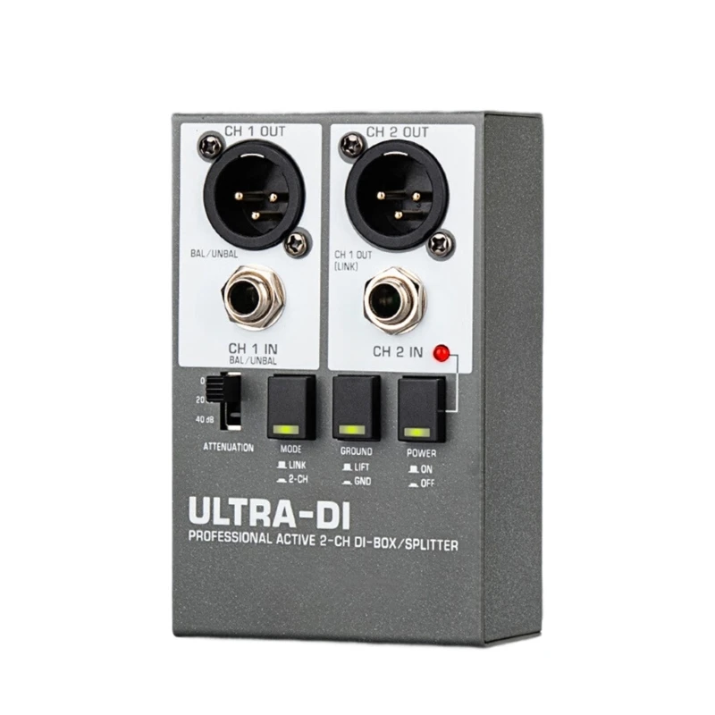 Impedance Matching DI Box No Power Required Metal Chassis Live Sound Equipment 2 Channel DI Box