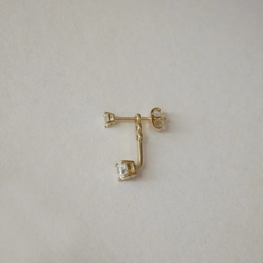 Simple Mini Zircon Back Hanging Earrings 925 Sterling Silver Plated 14k Gold Exquisite Jewelry for Women