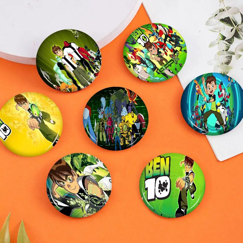 B-ben 10 Classic  Creative Pins Funny Faces Round Snap-in Brooch Badge Backpack Hat Accessories Jewelry Gifts