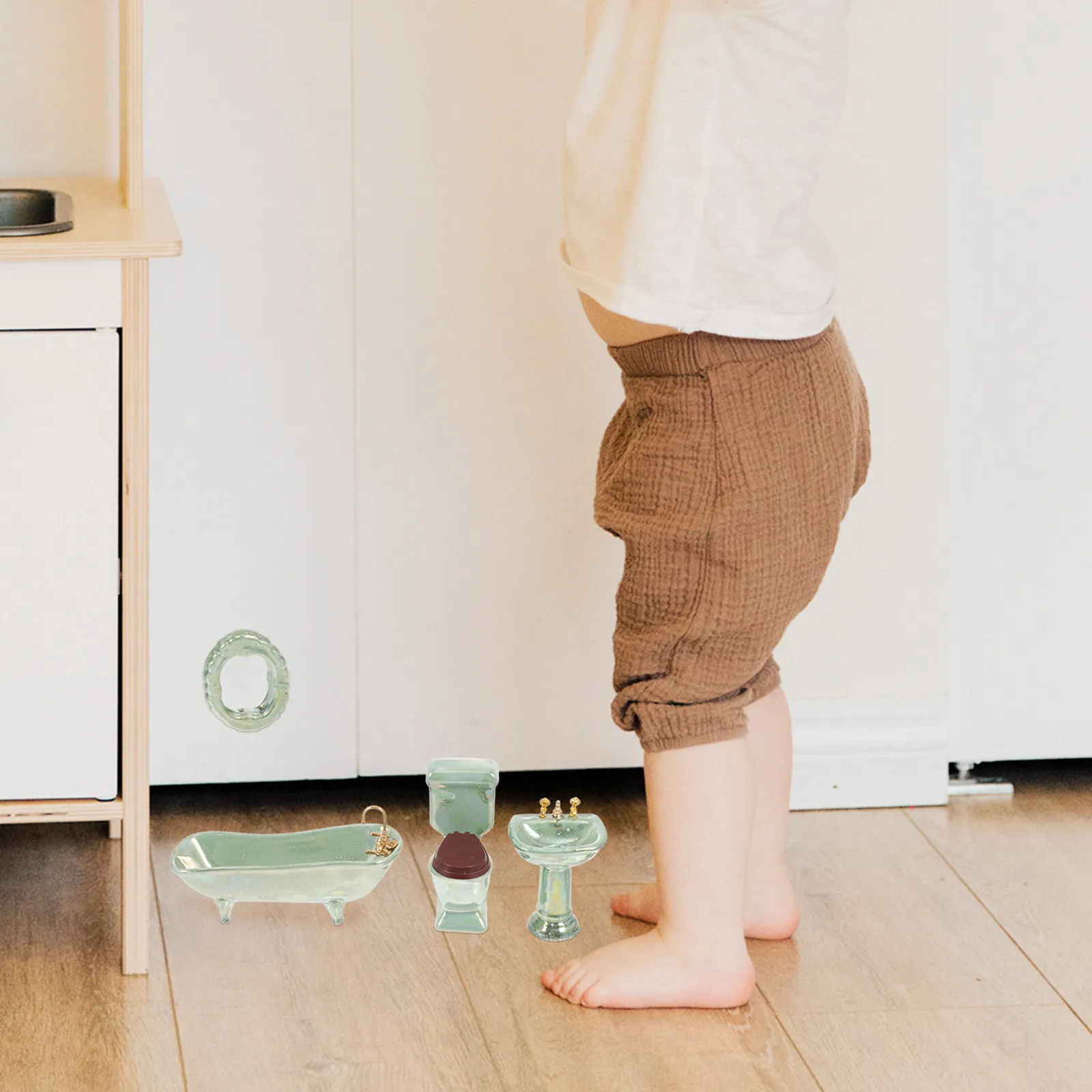 

1 Set Mini Furniture Ceramic Bathroom Decoration Realistic Dollhouse Adornment Miniature Scene Supplies for Kids'