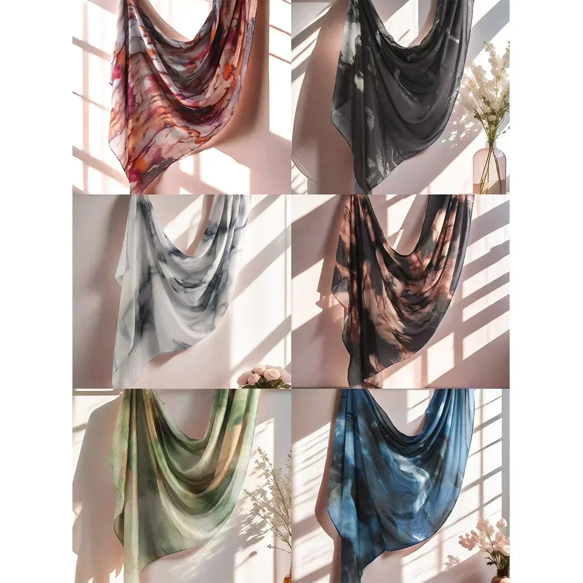 New Arrival Watercolour Floral Printed Breathable Light Weight Soft Cotton Rayon Viscose Woven Muslim Women Shawl Hijab Scarf