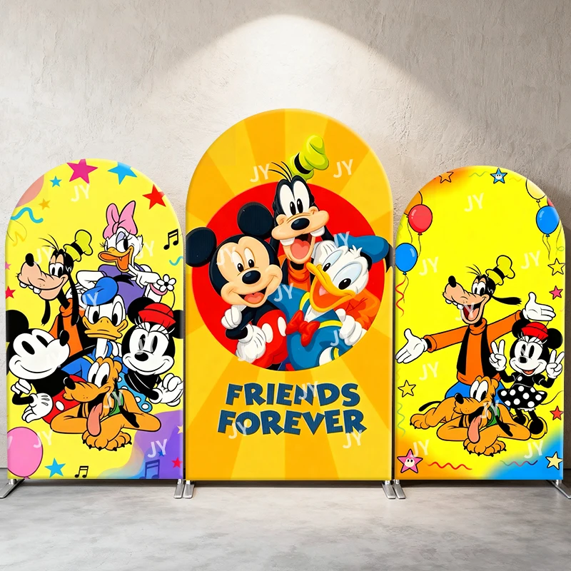 

Disney Friends Forever Arch Backdrop Cover Mickey & Gang Theme Party Decor Photo Booth Background Celebration Supplies