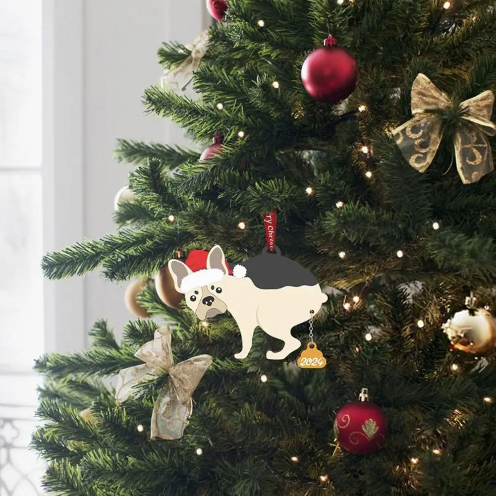 Hanging Christmas Decorations High-quality Christmas Decor Festive Christmas Dog Ornaments Wooden Pooping Dog Decoration for Dog