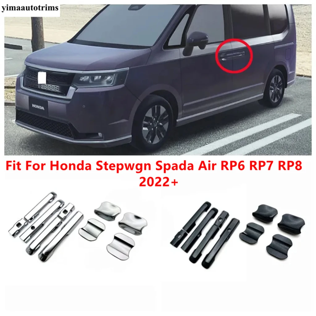 

Car Door Pull Doorknob Catch Handle Bowl Cap Decor Cover Trim Accessories For Honda Stepwgn Spada Air RP6 RP7 RP8 2022 2023 2024