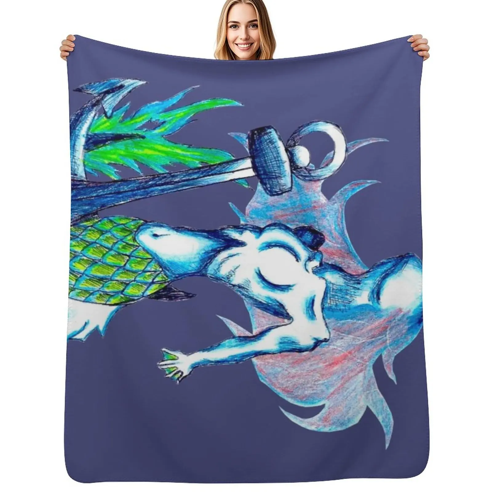 

Horror Mermaid 2 Throw Blanket Thins Plaid on the sofa cosplay anime Giant Sofa Blankets