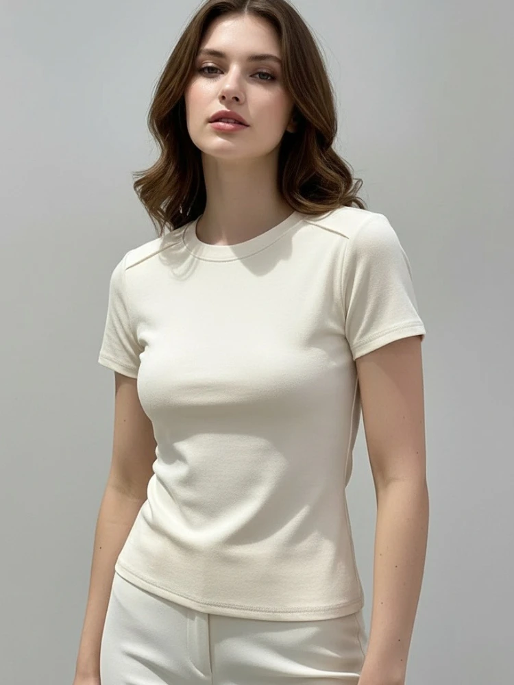 AOSSVIAO 2026 Summer White Women T-shirt Cotton Short-sleeved Student Versatile Loose Half-sleeve T-shirt Harajuku Top Trend
