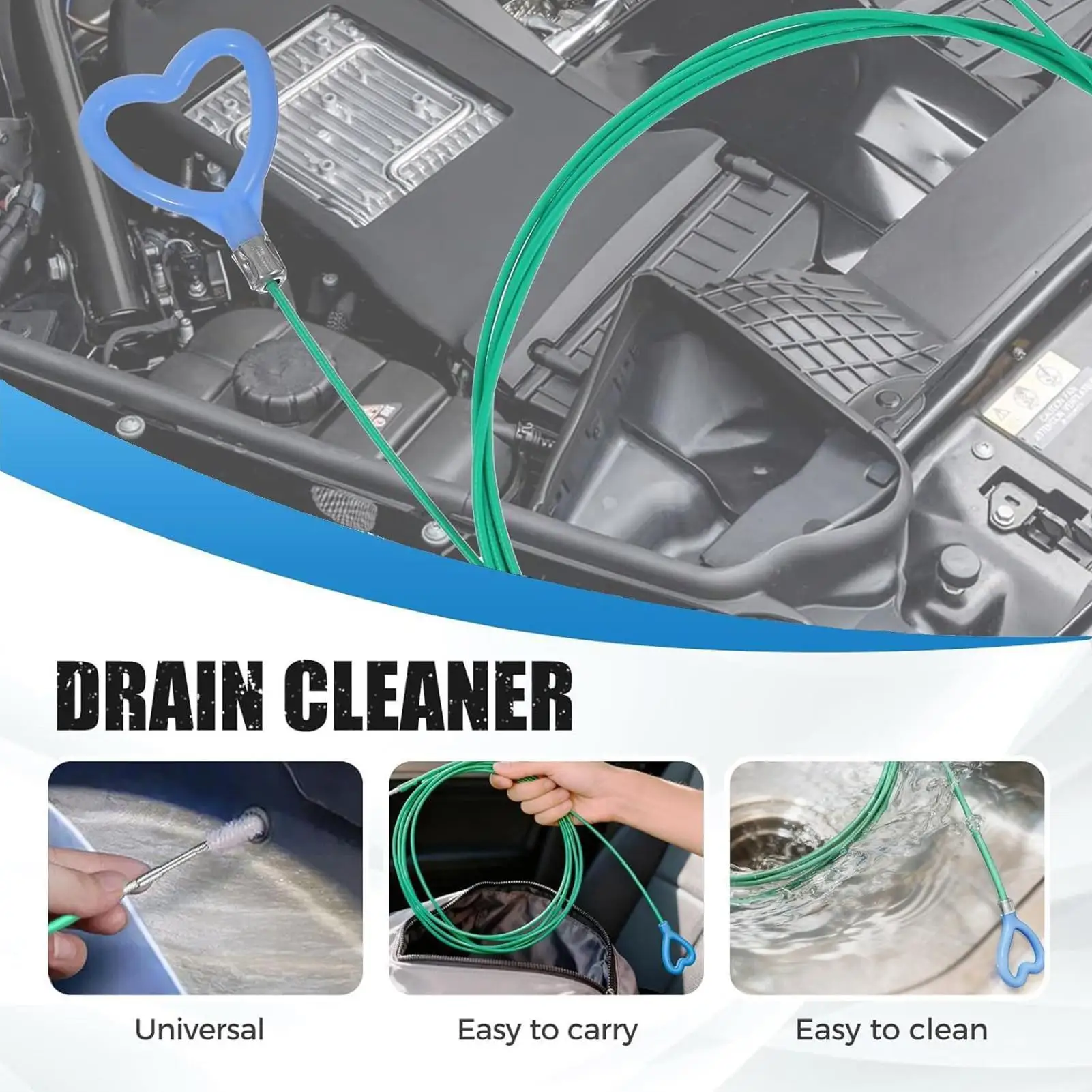 Drain Tube Cleaner Flexible Pipe Car Drain Hole Unclogger Tube for Sunroof for Condensate Air Conditioner Exterior Maintenance