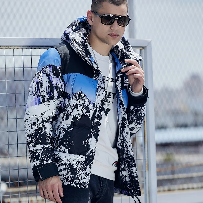 

Подростковая хлопковая куртка с капюшоном для мужчин, зимняя верхняя одежда 2025 года, модная хлопковая куртка в стиле Гонконг, размер M