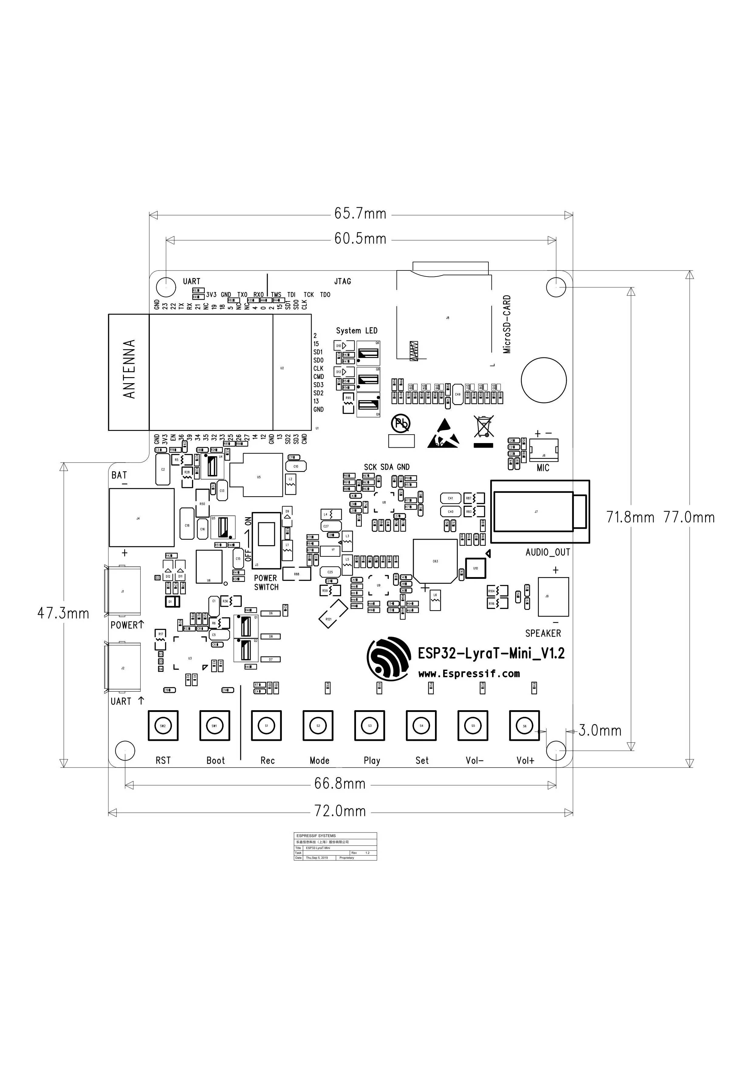 Imagem -06 - Mini Audio Development Board Esp32-wrover-e Módulo Esp32-lyrat Esp32-lyrat-mini