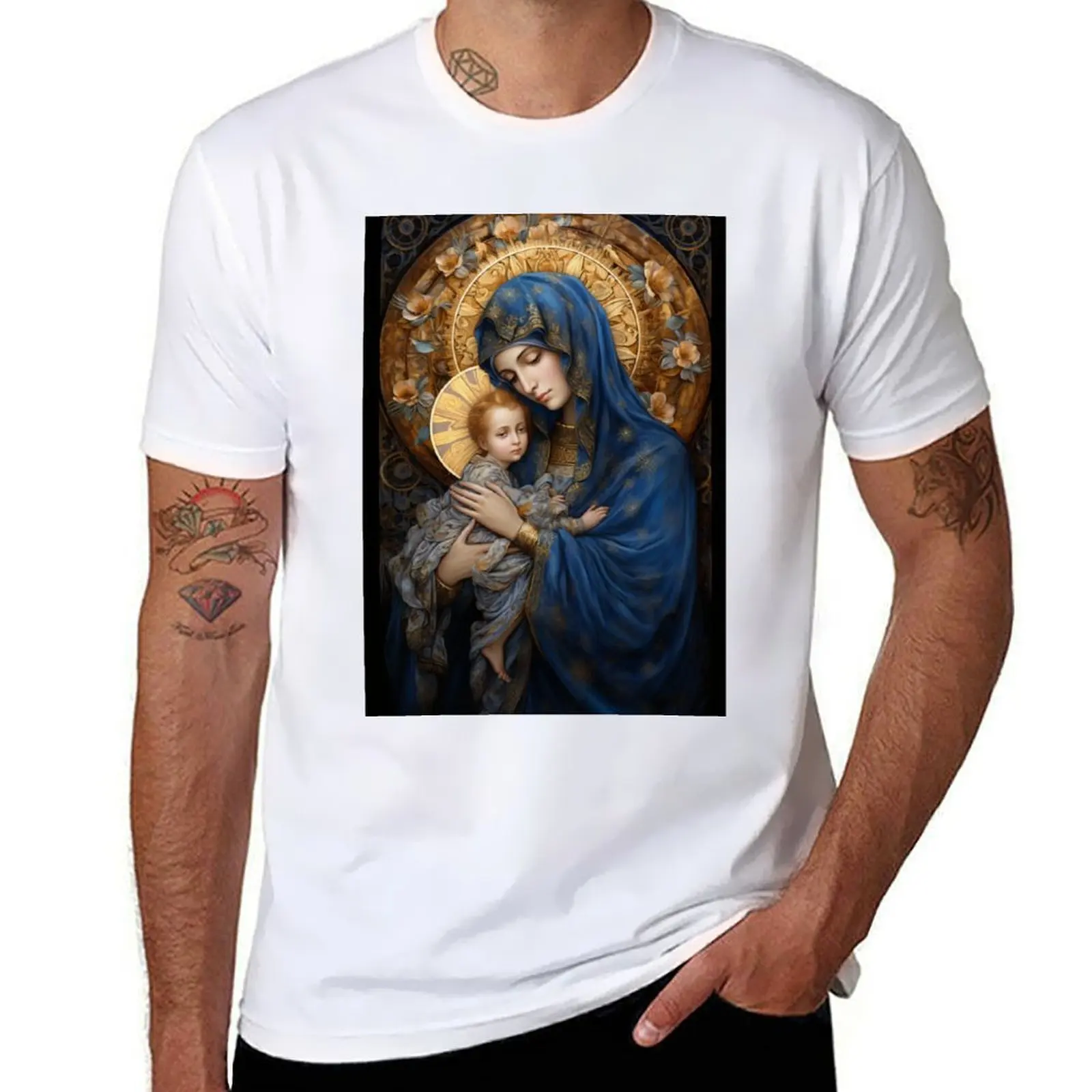 

summer cotton T-Shirt Child t Icon man t - shirts man Catholic shirt graphic for man t Mary vintage and shirt