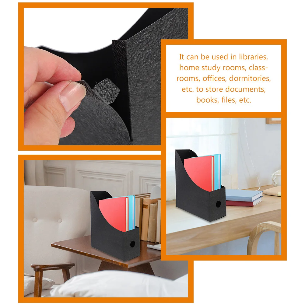 3 Pcs File Storage Box Folder Holder Office Bookshelf Shelves Rack for Desk Organizer Pp Magazine Student Use Desktop