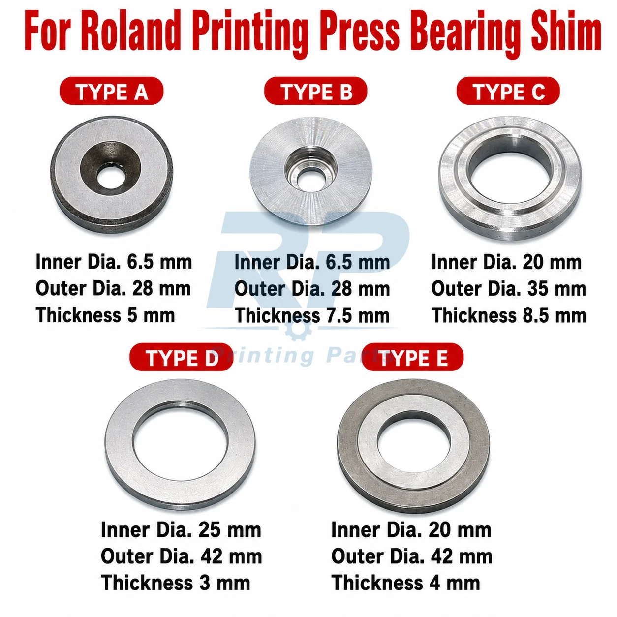 Roland 700 Water Ink Roller Bearing Shim Spacer Form Roller Adjustment Washer Printing Press Replacement Part