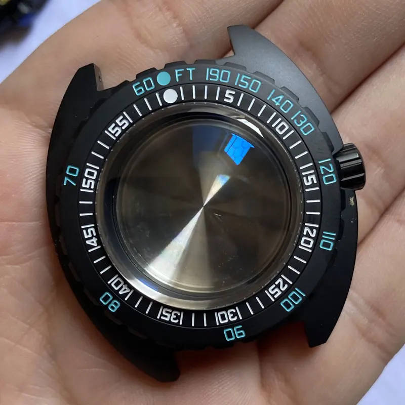 Watch Modify Parts 44mm Stainless Steel Watch Case Bubble Sapphire Glass 20Bar Waterproof Suitable For NH35/36 Movement