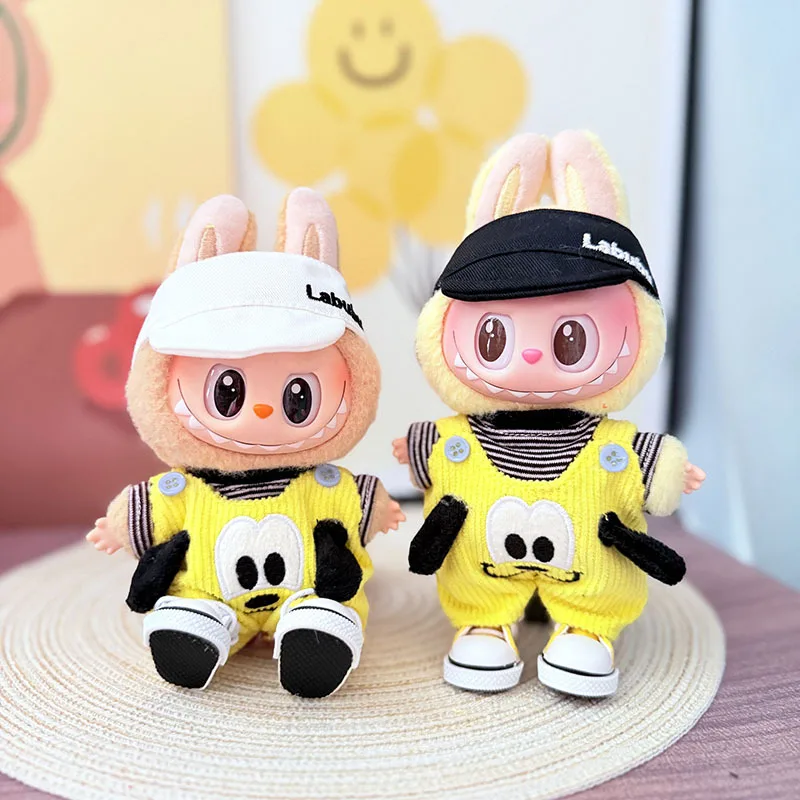

15/17cm LABUBU Idol Doll Yellow Dog Outfit Cute For Gen1 2 3 Labubu Clothing Accessories Sitting Party
