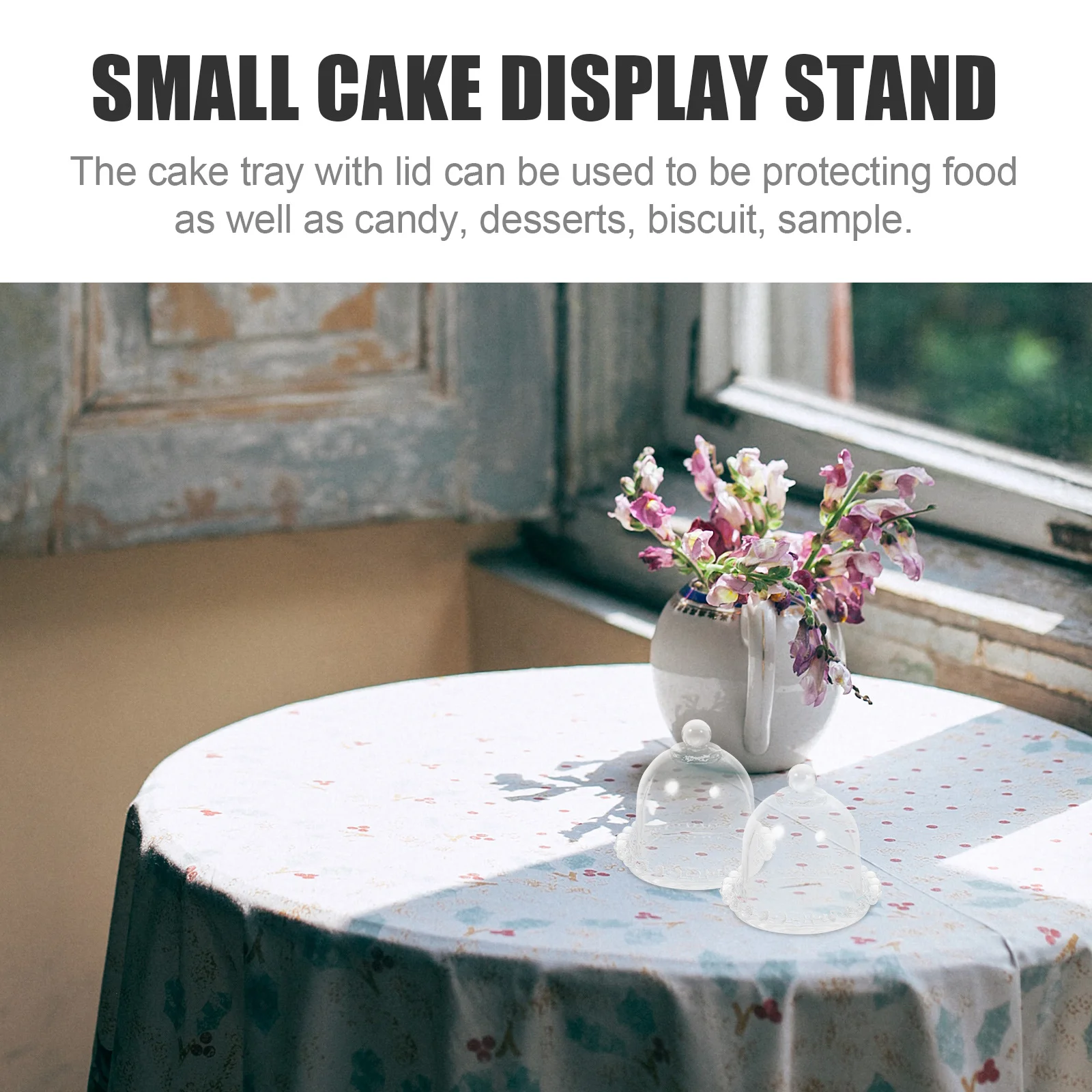 

Mini Cake Stand Small Clear Glass Dome Lid Cake Display Plate Party Candy Dessert Tray Food Stands for Display Party