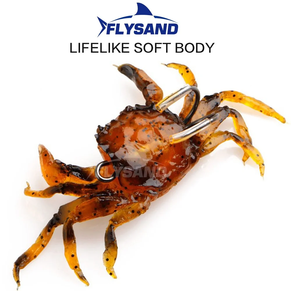 FLYSAND Silicone Soft Bait Bionic Crab Artificial Lifelike Sharp Hook Fishing Lure Freshwater Fish Jig Head Baits 1PC