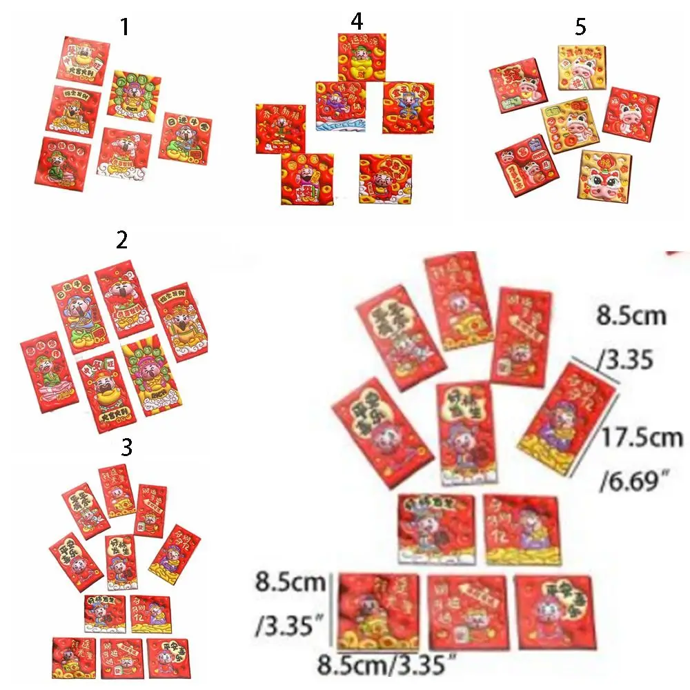 6/12Pcs High-end Cartooon Red Envelope Bag Thickened Gold Stamping Lucky Red Pocket New Year Red Packet Spring Festival