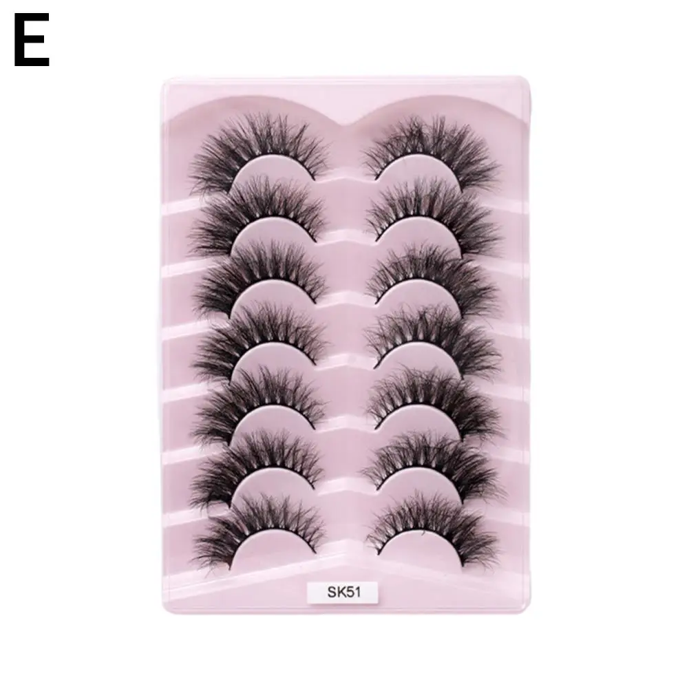 Mink Cílios Fofos, Curta Extensão Durável, Cílios Espesses Dramáticos, Cílios Longos, Wispy Natural Volu, T5S7, 7 Pares, Novo