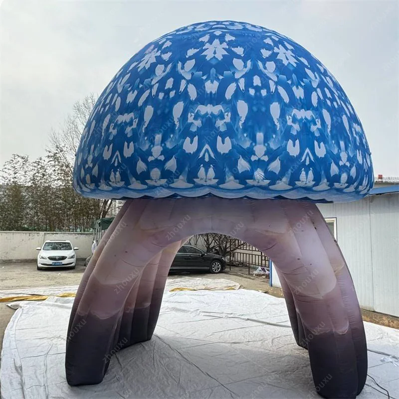 Aufblasbarer Pilz-Eingangstunnel, pilzförmiges Sonnenschutzzelt für Musikparty-Dekorations-Requisiten