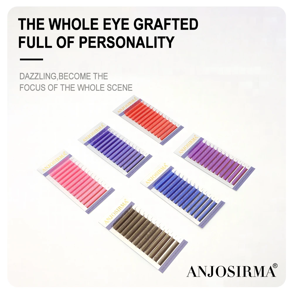 ANJOSIRMA 2D YY  Shaped colorful eyelash extension natural soft Brown False eyelashes automatic blooming professional lashes