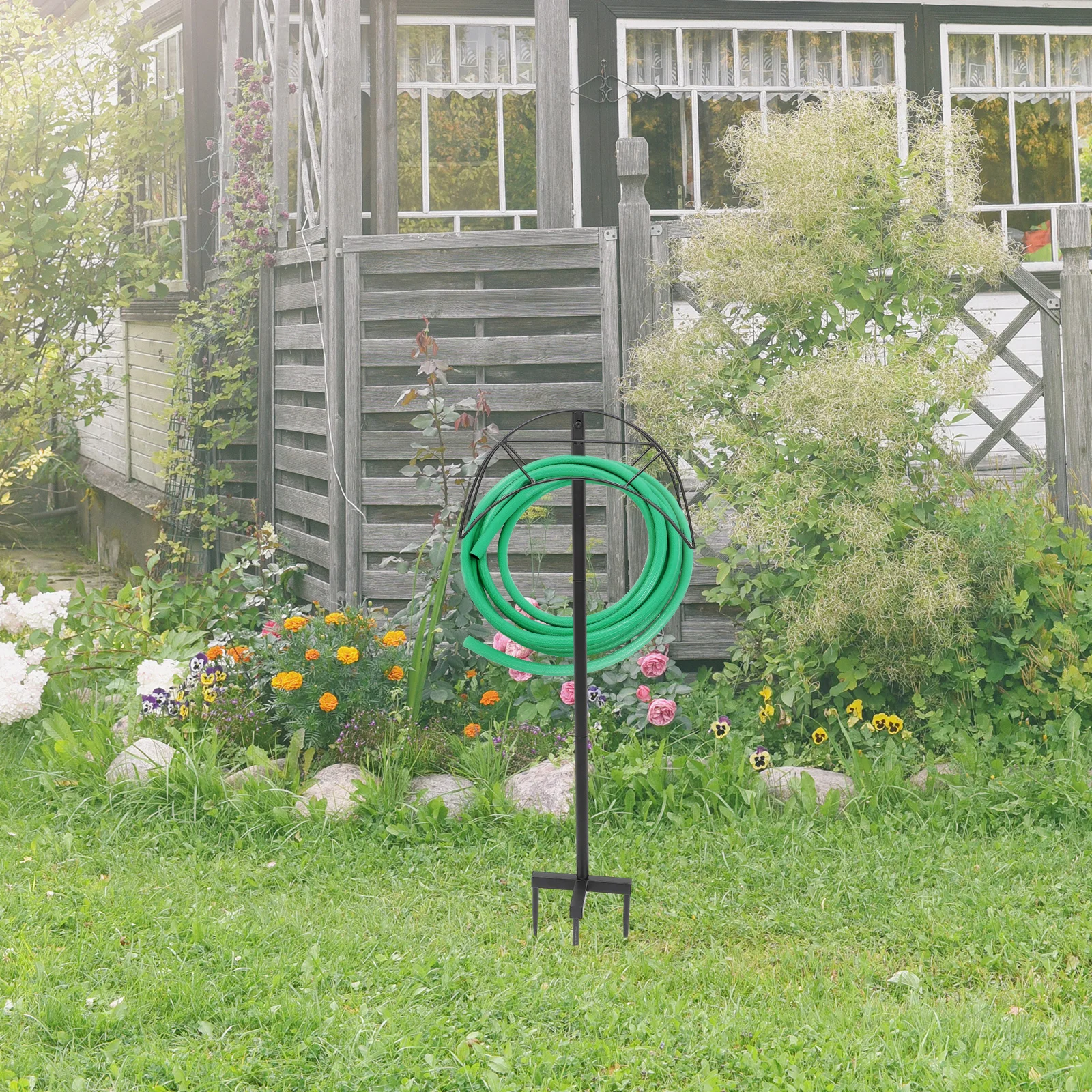 

Garden Hose Rack Metal Detachable Sturdy Outdoor Hose Holder Yard Water Storage Organizer Stand Water Storage Bracket