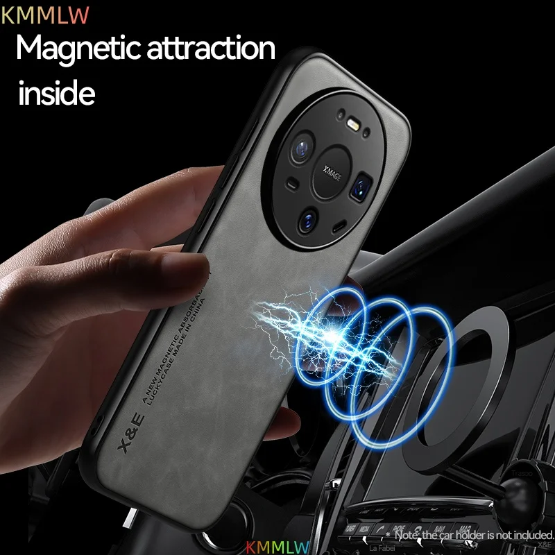 Luxury Leather Case For Huawei Mate 60 70 80 Pro Max Cover With Metal Plate Support Car Hold Huawei Mate 70 Air view 6
