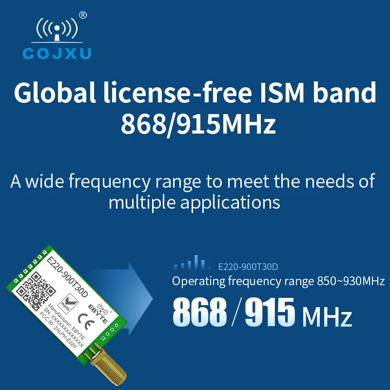 LoRa LLCC68 868MHz 915MHz Wireless Module 30dBm Long Range10km RSSI cojxu E220-900T30D SMA-K UART Transmitter Receiver SEMTECH