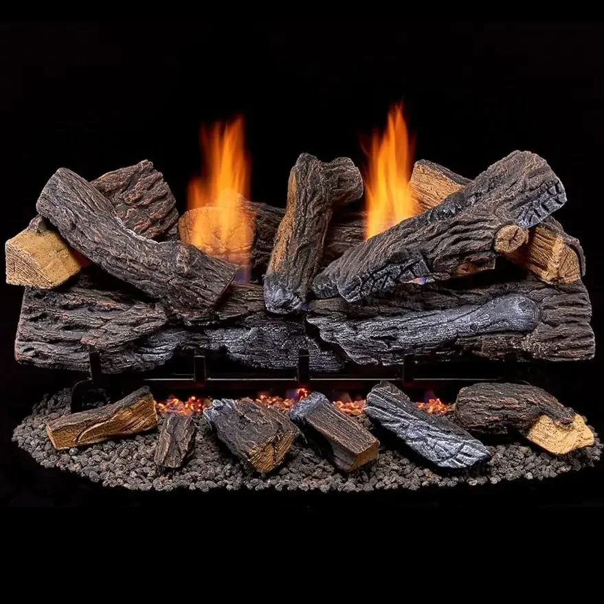 Duluth Forge-Dual Fuel Ventless Fireplace Logs Set with Remote Control, Use  Natural Gas or Liquid Propane, DLS-30R-2